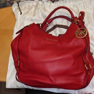 Michael Kors Bedford Large Shoulder Tote Red Leather